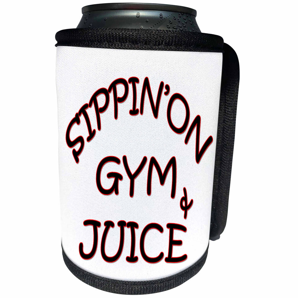 3dRose RinaPiro - Fitness Quotes - SippinOn Gym and Juice. Gym. Fitness club. Sport. - Can Cooler Bottle Wrap (cc_261354)
