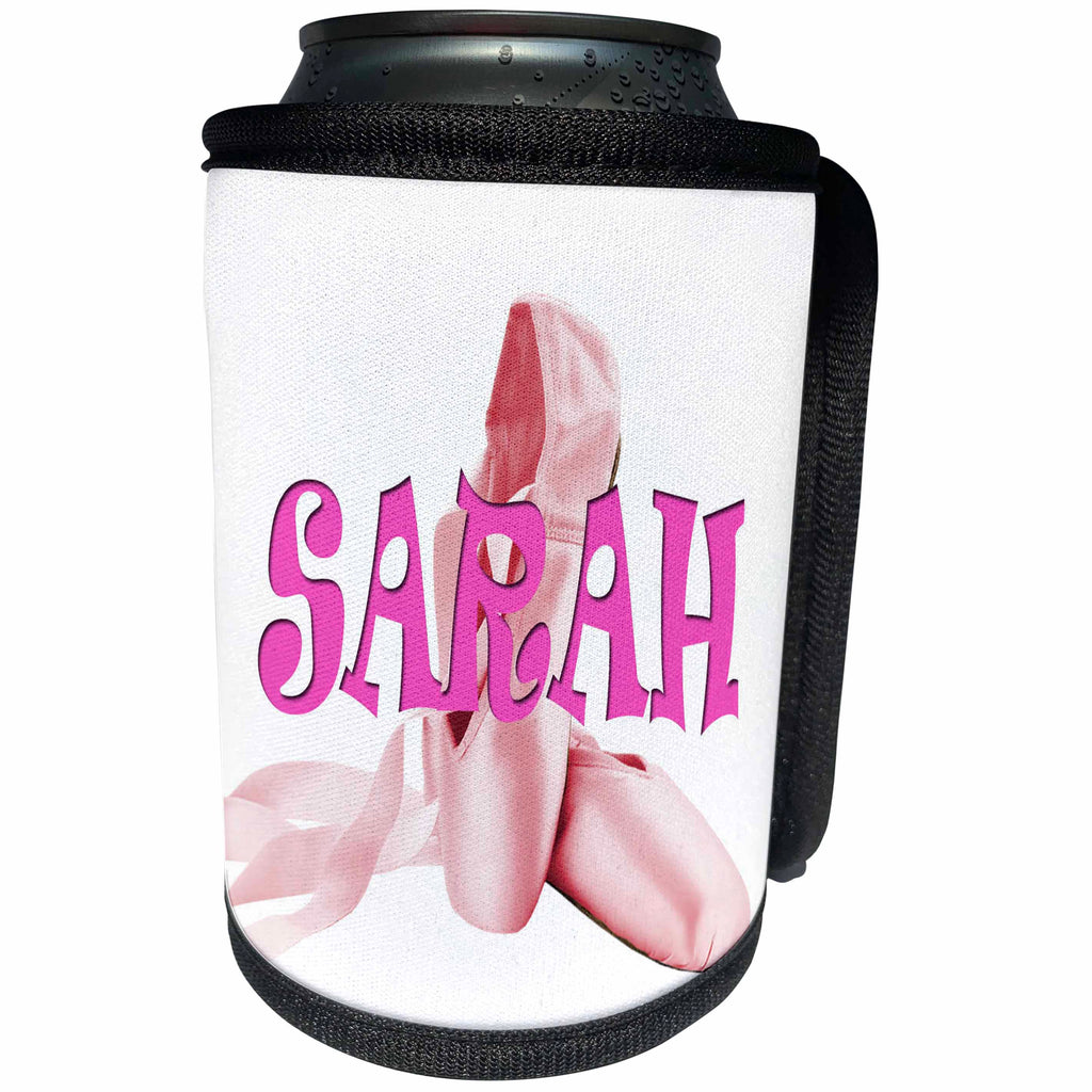 3dRose RinaPiro - Kids - Sarah. Pink Ballet Shoes. Ballerina. - Can Cooler Bottle Wrap (cc_261357)