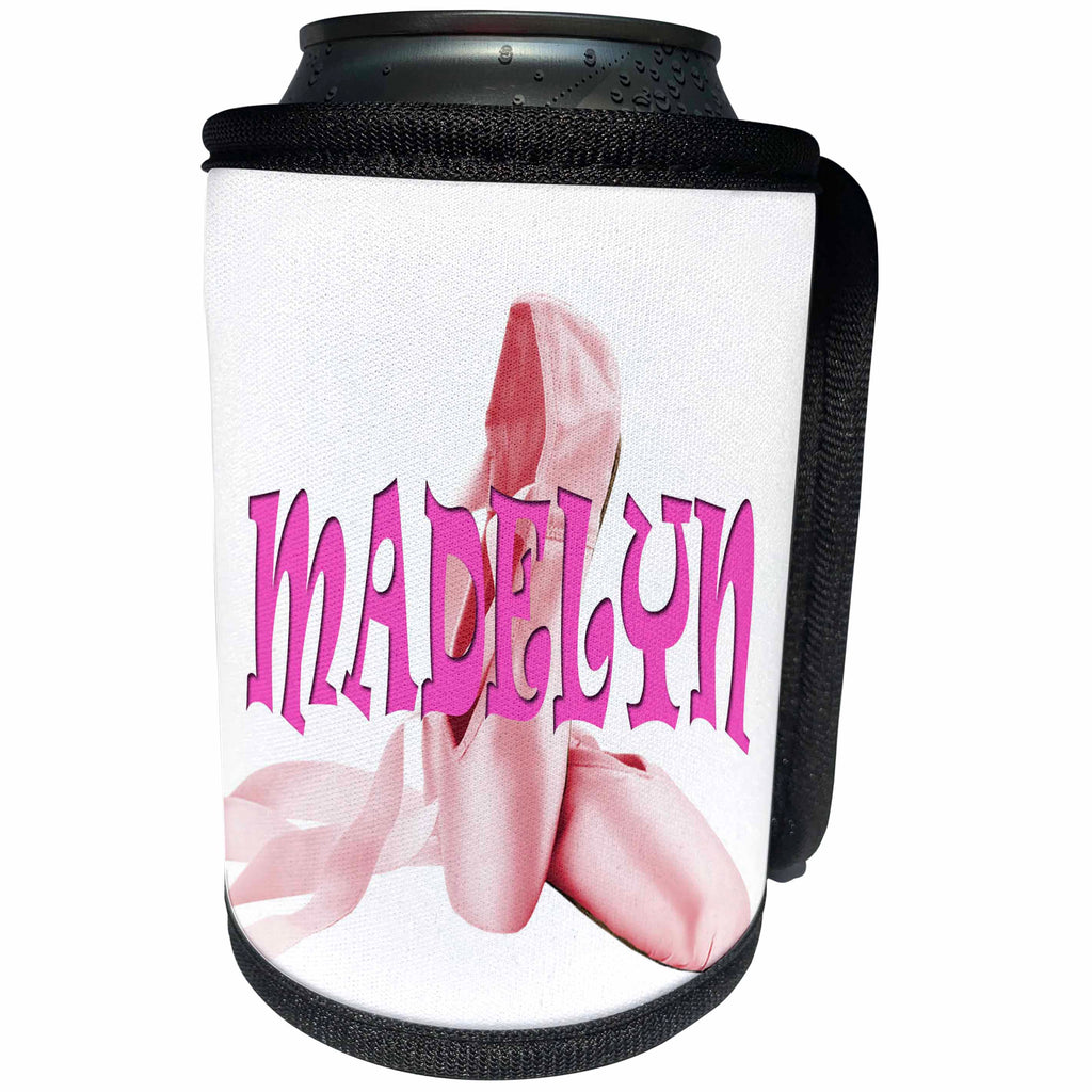 3dRose RinaPiro - Kids - Madelyn. Pink Ballet Shoes. Ballerina. - Can Cooler Bottle Wrap (cc_261358)