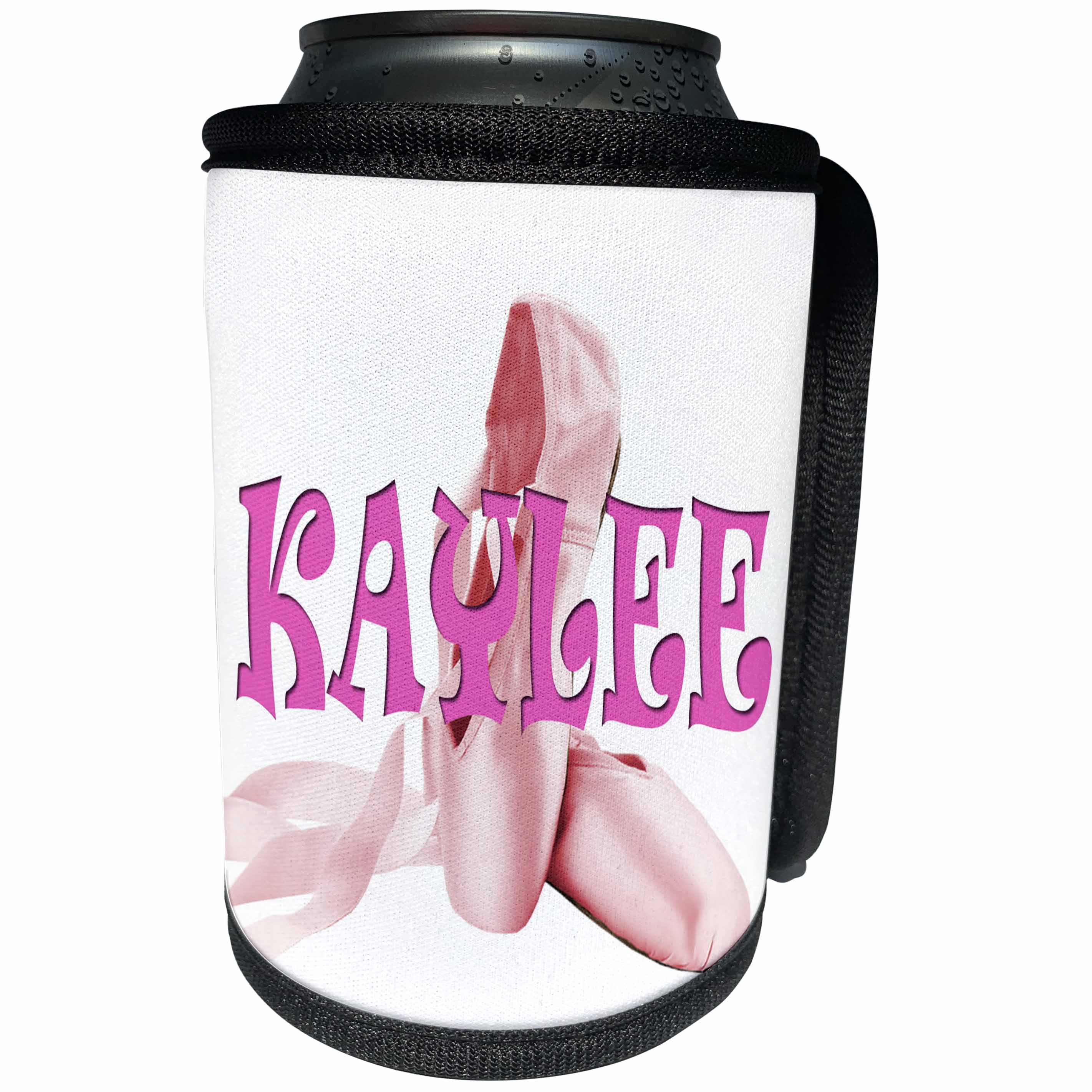3dRose RinaPiro - Kids - Kaylee. Pink Ballet Shoes. Ballerina. - Can Cooler Bottle Wrap (cc_261359)