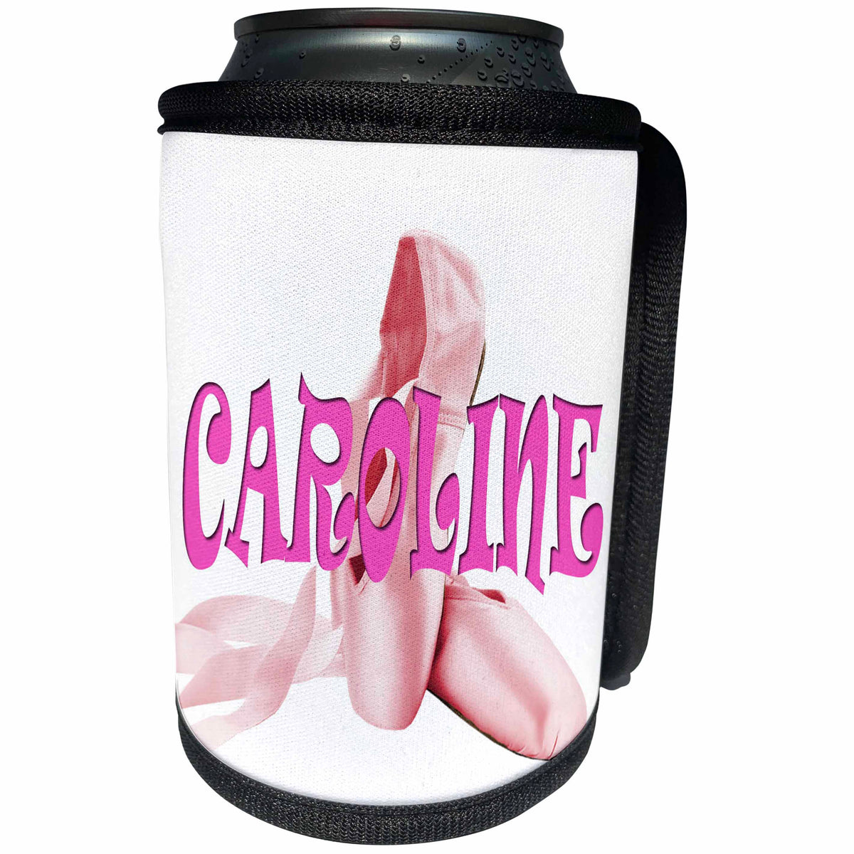 3dRose RinaPiro - Kids - Caroline. Pink Ballet Shoes. Ballerina. - Can Cooler Bottle Wrap (cc_261360)