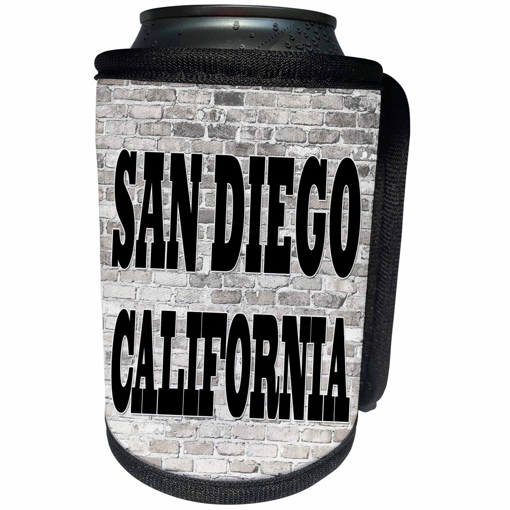 3dRose RinaPiro - Cities around the World - San Diego. California. Brick wall. - Can Cooler Bottle Wrap (cc_261445)