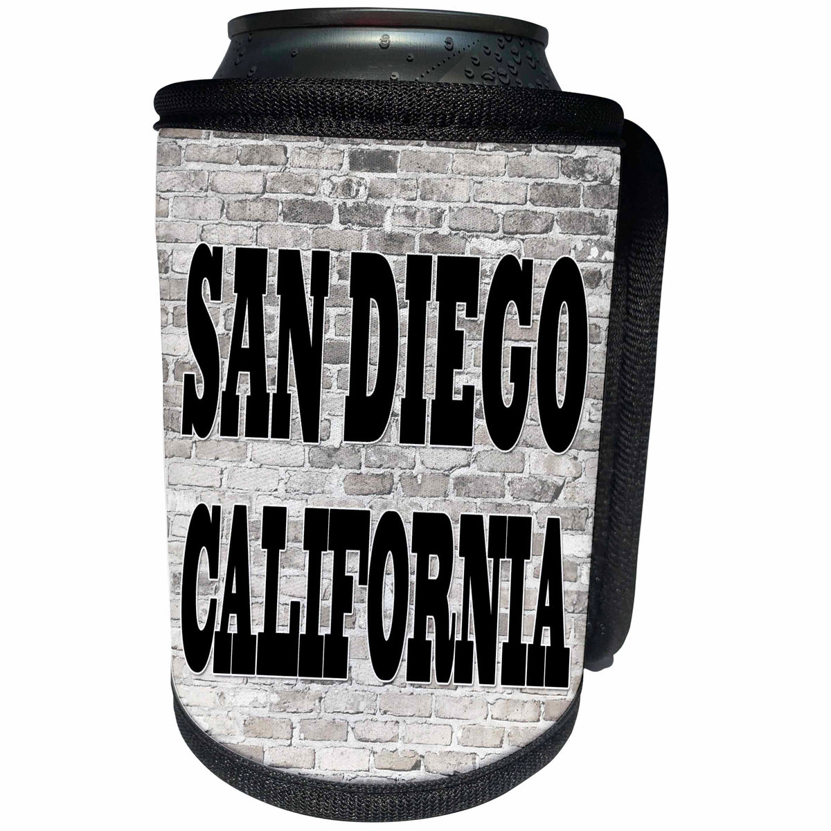 3dRose RinaPiro - Cities around the World - San Diego. California. Brick wall. - Can Cooler Bottle Wrap (cc_261445)