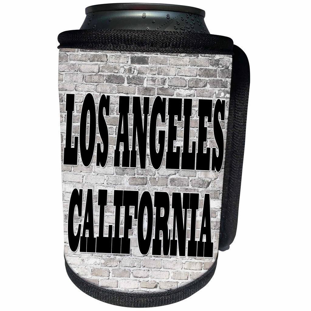 3dRose RinaPiro - Cities around the World - Los Angeles. California. Brick wall. - Can Cooler Bottle Wrap (cc_261446)