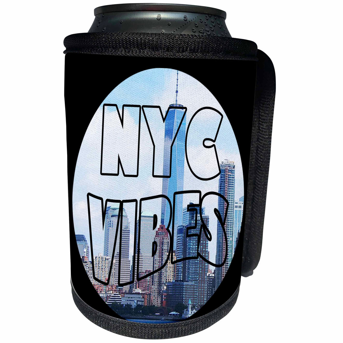 3dRose RinaPiro - Cities around the World - New York City Vibes. NYC. Fun city. USA - Can Cooler Bottle Wrap (cc_261452)