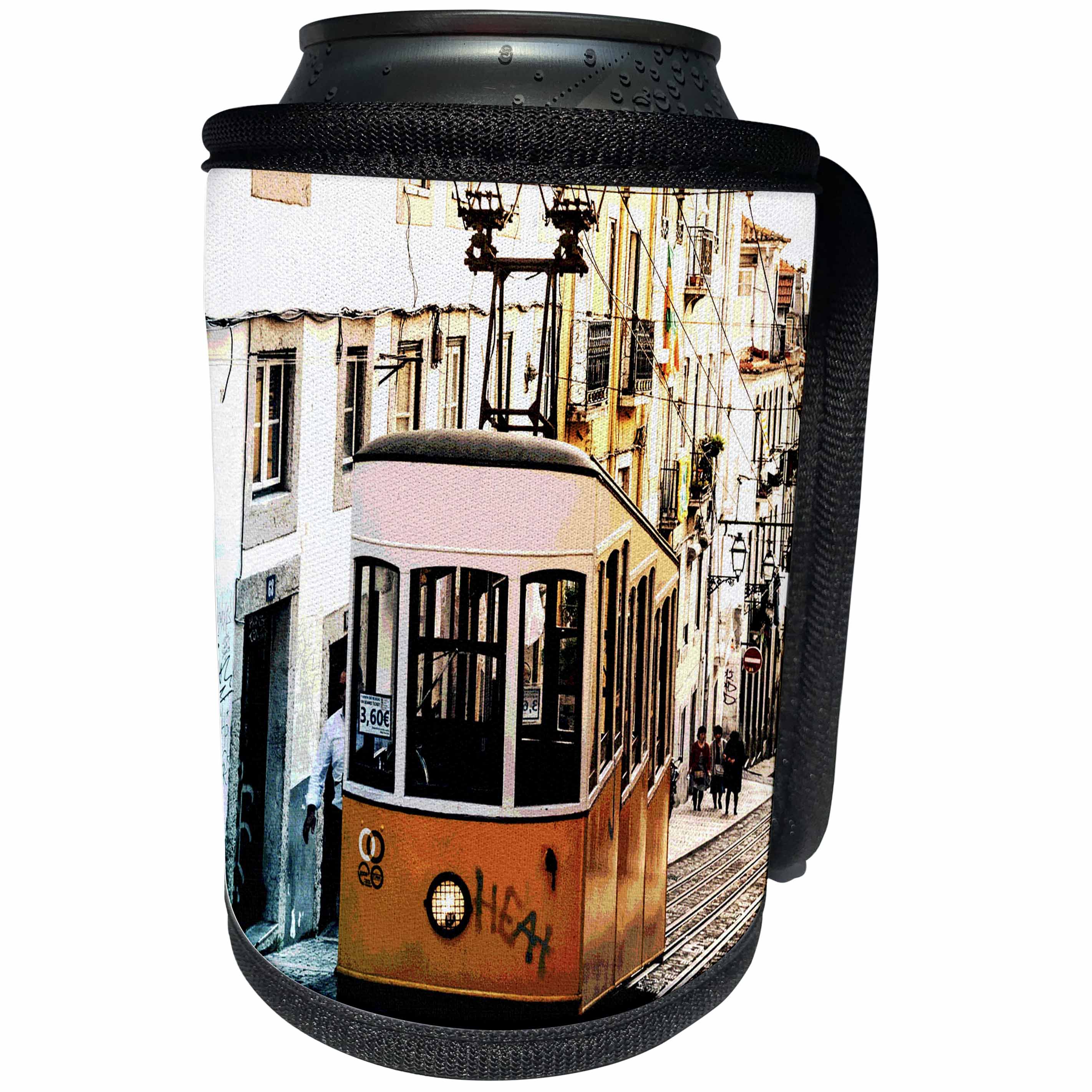 3dRose RinaPiro - Transportation - Trolley. Streetcar. Tram. Electric rail vehicle. Old town. - Can Cooler Bottle Wrap (cc_261460)
