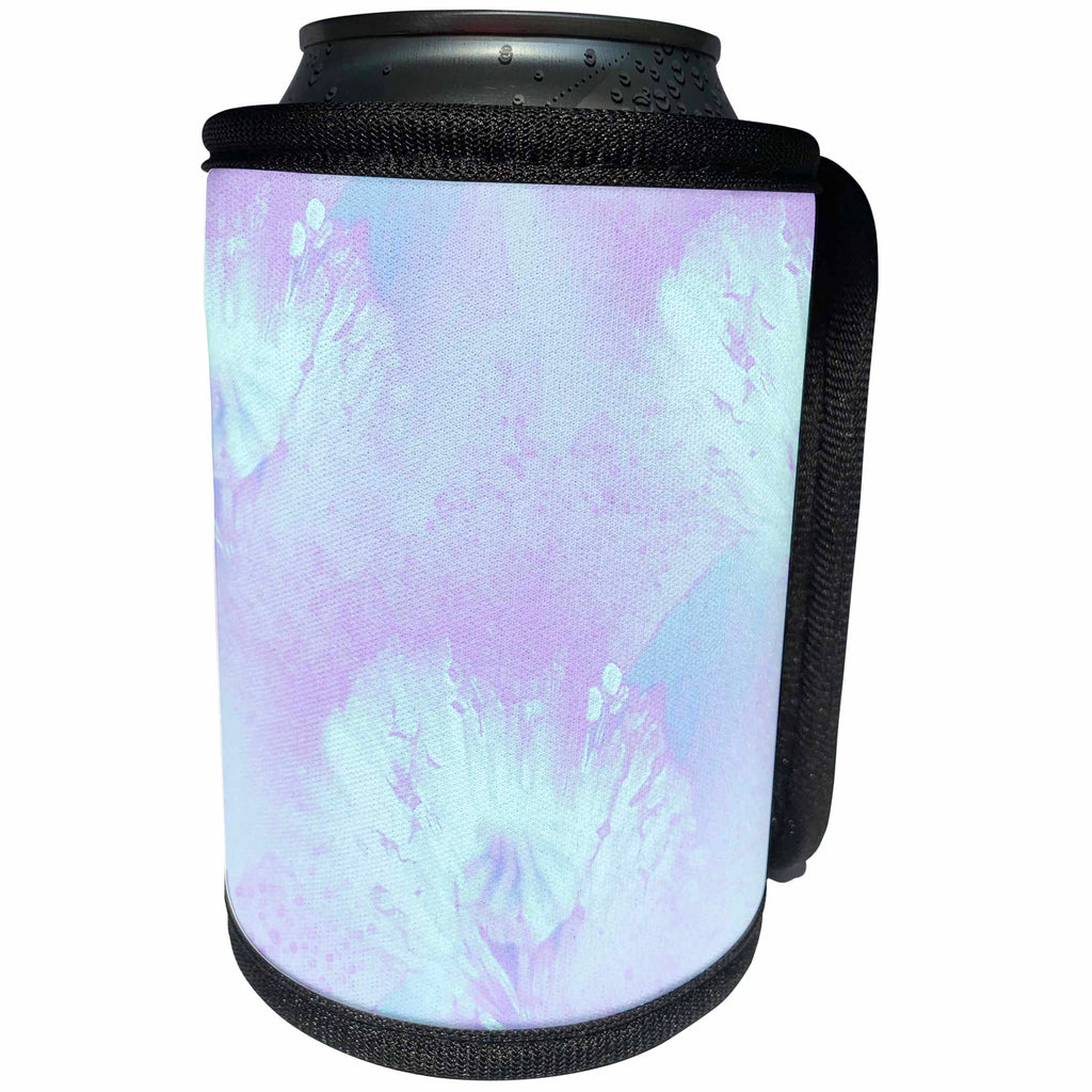3dRose Patricia Sanders Creations - Aqua and Purple Poppy Floral Art - Can Cooler Bottle Wrap (cc_26147)
