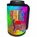 3dRose Rainbow Tie Dye with Pride and Spirit Typography for... - Can Cooler Bottle Wrap (cc_261481)