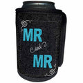 3dRose Doreen Erhardt Wedding Collection - Mr and Mr Gay Wedding in Turquoise Blue and Chalkboard Theme - Can Cooler Bottle Wrap (cc_261489)