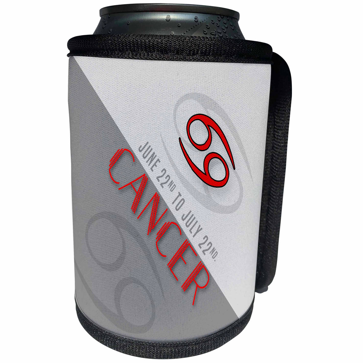 3dRose Doreen Erhardt Stars of Zodiac Collection - Cancer Red and Gray Zodiac Star Sign for June and July - Can Cooler Bottle Wrap (cc_261492)