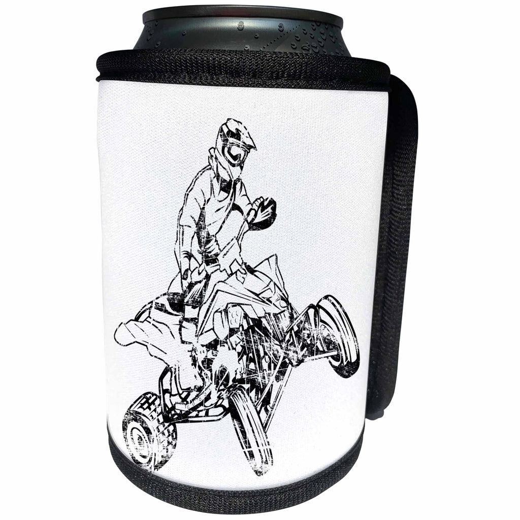 3dRose Carsten Reisinger - Illustrations - American cool ATV Four Wheeler Quad Bike Off Roader - Can Cooler Bottle Wrap (cc_261502)