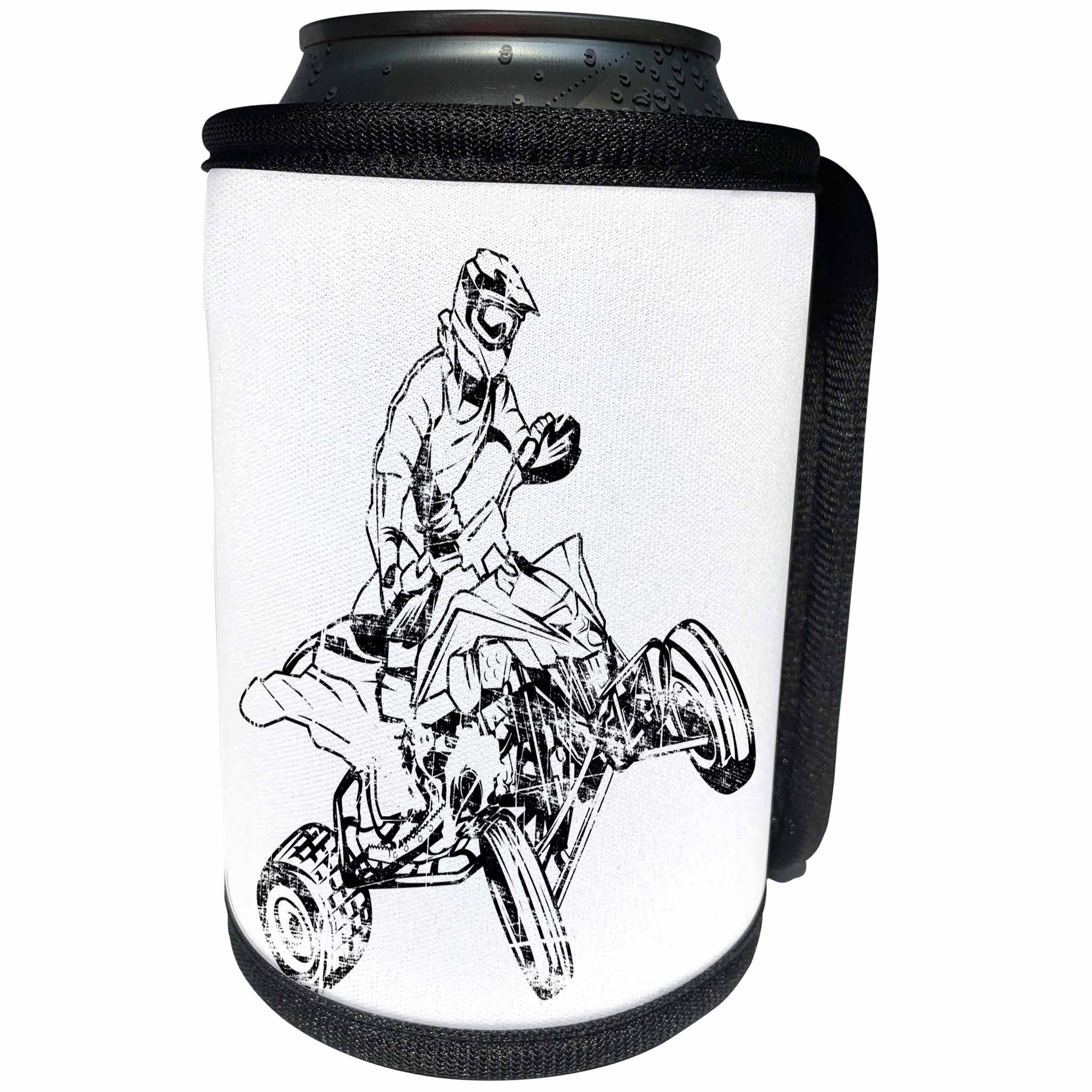 3dRose Carsten Reisinger - Illustrations - American cool ATV Four Wheeler Quad Bike Off Roader - Can Cooler Bottle Wrap (cc_261502)