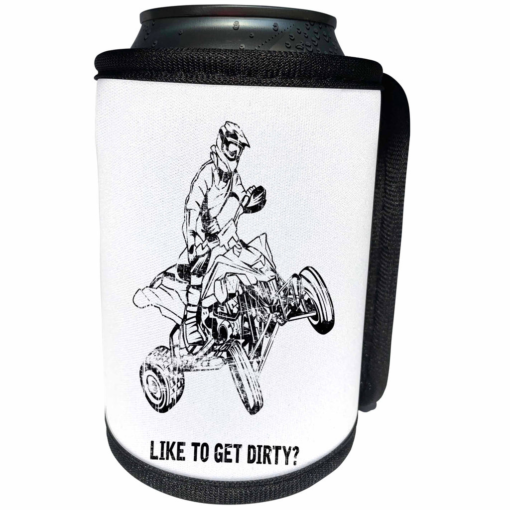 3dRose Carsten Reisinger - Illustrations - Like to get dirty Fun Quad ATV Rider Joke - Can Cooler Bottle Wrap (cc_261505)