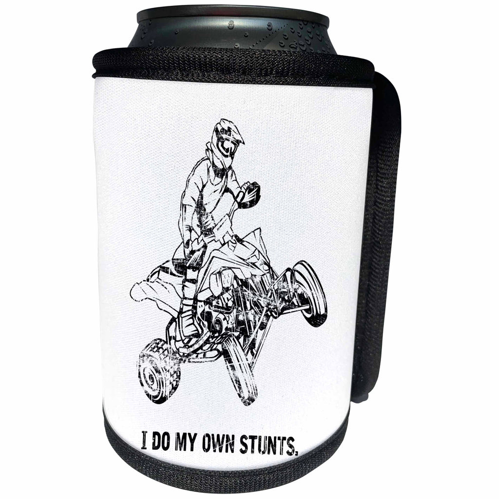 3dRose Carsten Reisinger - Illustrations - I do my own stunts ATV Rider Quad Biker Offroad Fun Quote - Can Cooler Bottle Wrap (cc_261506)