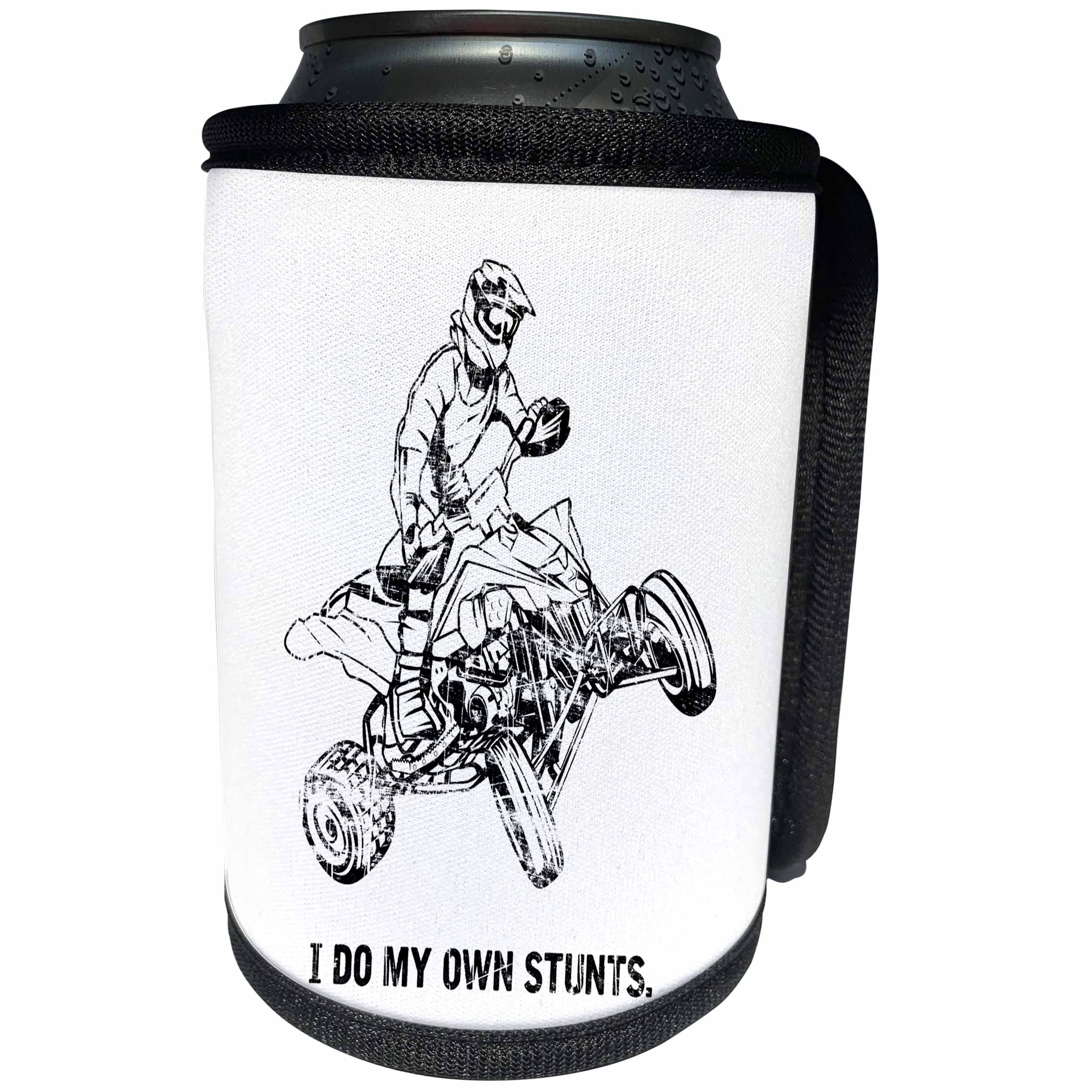 3dRose Carsten Reisinger - Illustrations - I do my own stunts ATV Rider Quad Biker Offroad Fun Quote - Can Cooler Bottle Wrap (cc_261506)