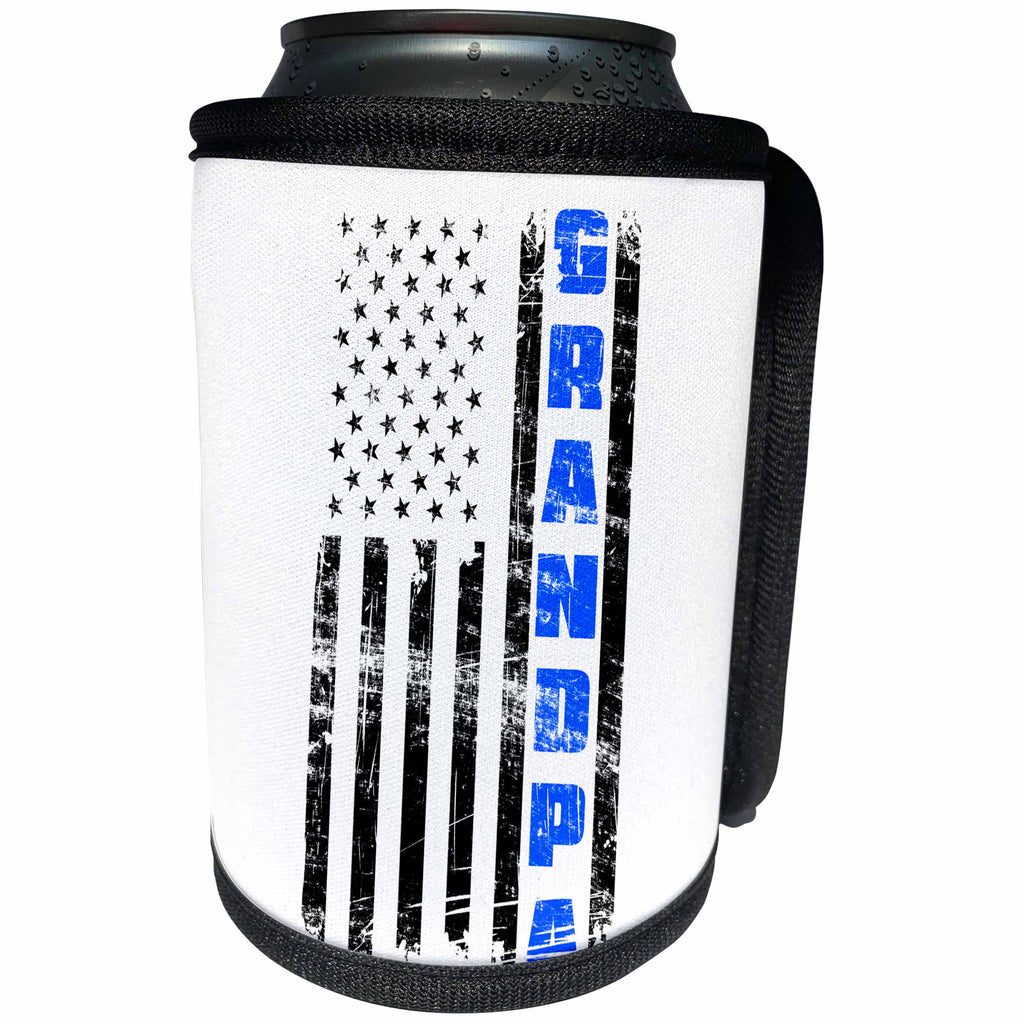 3dRose Carsten Reisinger - Illustrations - American Flag Patriotic Best Grandpa Ever Fun Cool - Can Cooler Bottle Wrap (cc_261558)