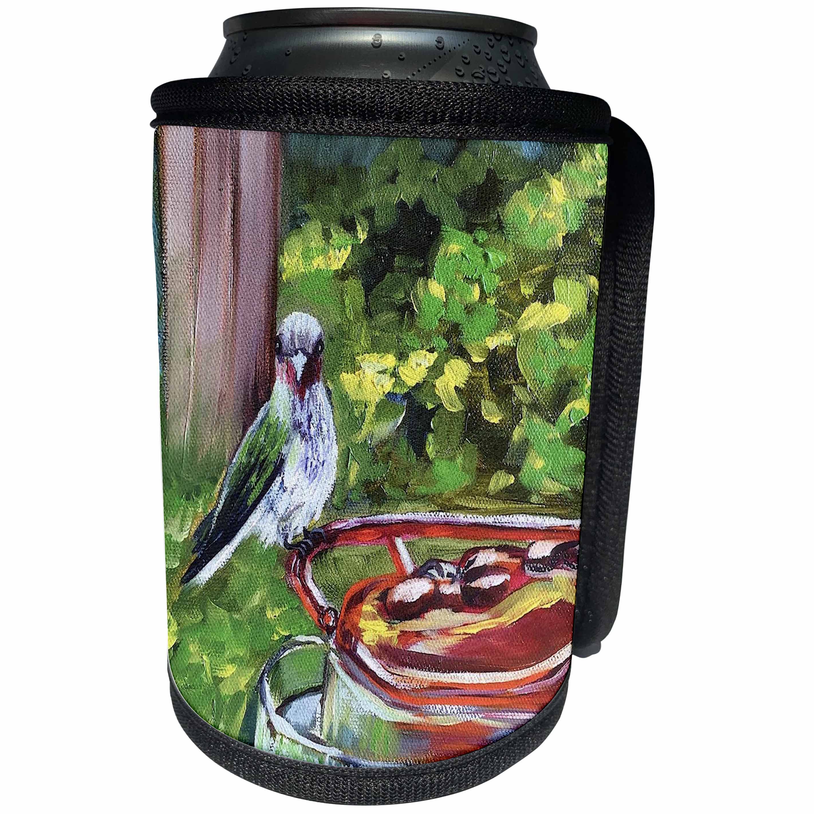 3dRose Melissa A. Torres Art Hummingbirds - Image of painting of hummingbird on feeder - Can Cooler Bottle Wrap (cc_261560)