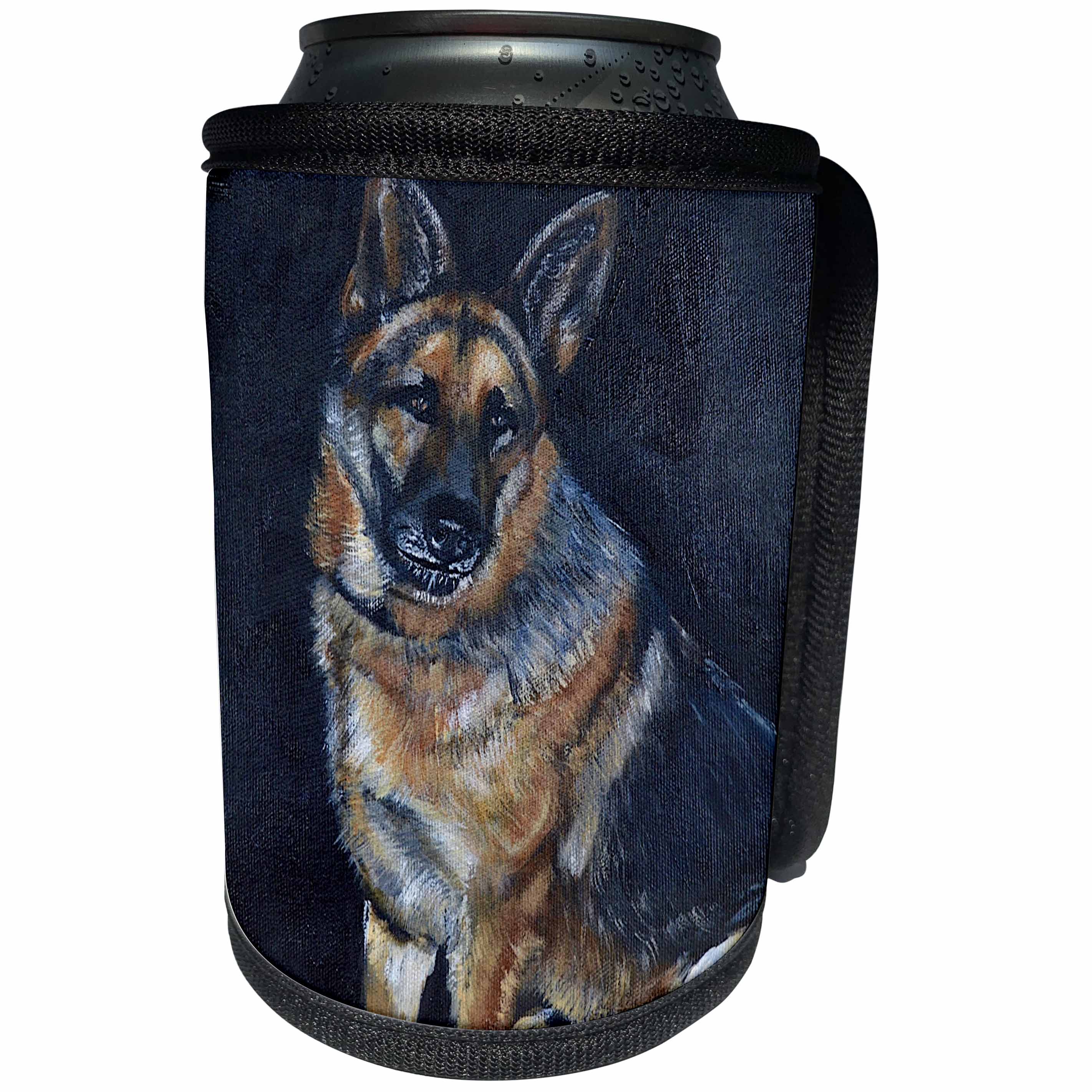 3dRose Melissa A. Torres Dogs - Image of a German Shepherd Dog on black background - Can Cooler Bottle Wrap (cc_261564)
