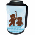 3dRose Janna Salak Designs Kids Stuff - Twin Teddy Bears Floating Umbrella - Can Cooler Bottle Wrap (cc_261567)