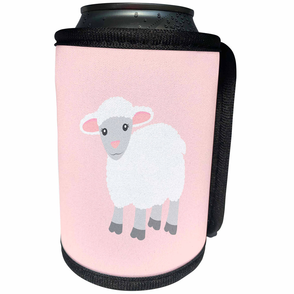 3dRose Janna Salak Designs Kids Stuff - Little Lamb Soft Pink - Can Cooler Bottle Wrap (cc_261569)