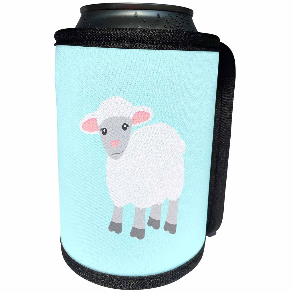 3dRose Janna Salak Designs Kids Stuff - Little Lamb Soft Blue - Can Cooler Bottle Wrap (cc_261570)