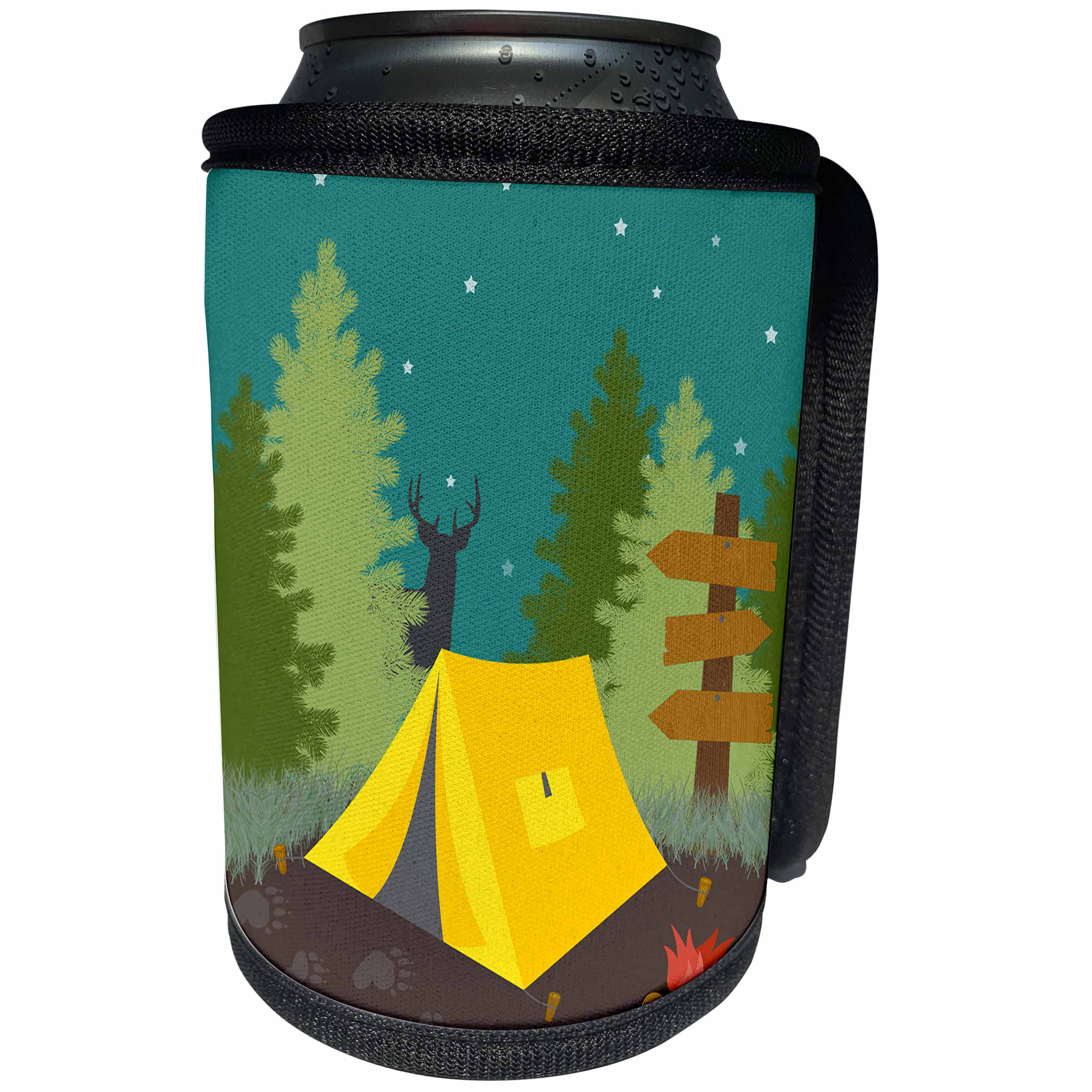 3dRose Janna Salak Designs Nature and Spirituality - Camping Scene - Can Cooler Bottle Wrap (cc_261571)