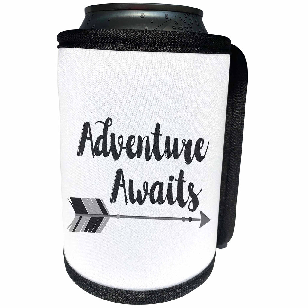 3dRose Janna Salak Designs Inspirational Art - Adventure Awaits - Can Cooler Bottle Wrap (cc_261573)