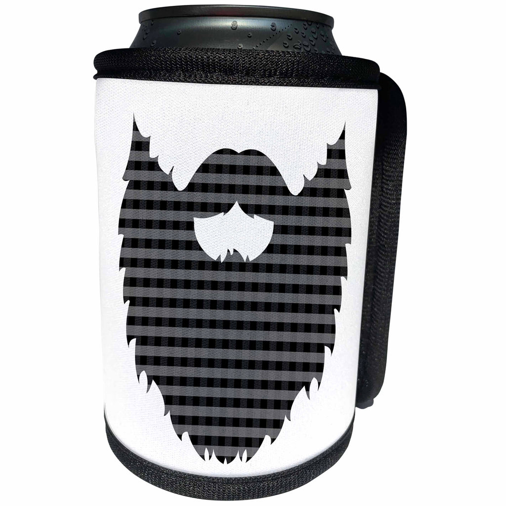 3dRose Janna Salak Designs Hipster - Gingham Beard - Can Cooler Bottle Wrap (cc_261581)
