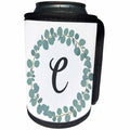 3dRose Janna Salak Designs Monogram Collection - Letter C Monogram Eucalyptus Leaves Wreath Elegant Greenery - Can Cooler Bottle Wrap (cc_261585)