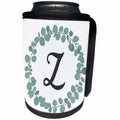 3dRose Janna Salak Designs Monogram Collection - Letter Z Monogram Eucalyptus Leaves Wreath Elegant Greenery - Can Cooler Bottle Wrap (cc_261608)