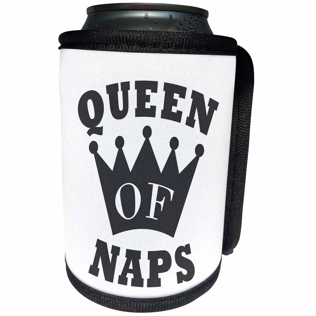 3dRose Janna Salak Designs Text Art - Queen of Naps - Can Cooler Bottle Wrap (cc_261610)