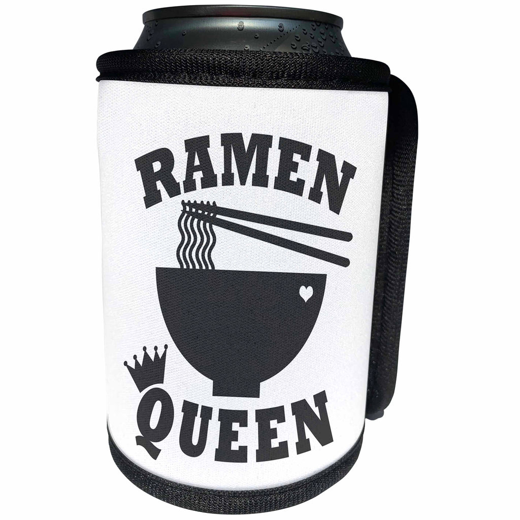 3dRose Janna Salak Designs Text Art - Ramen Queen - Can Cooler Bottle Wrap (cc_261611)