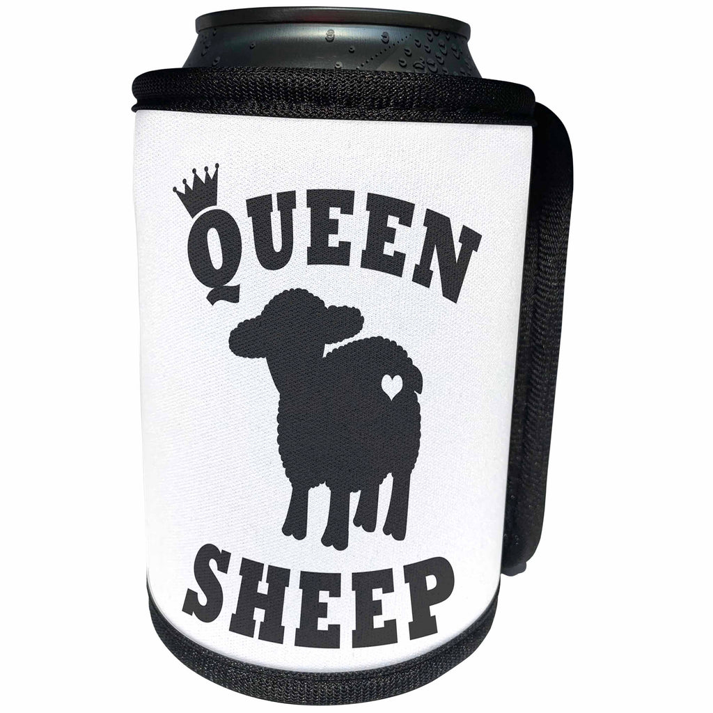 3dRose Janna Salak Designs Text Art - Queen Sheep - Can Cooler Bottle Wrap (cc_261613)