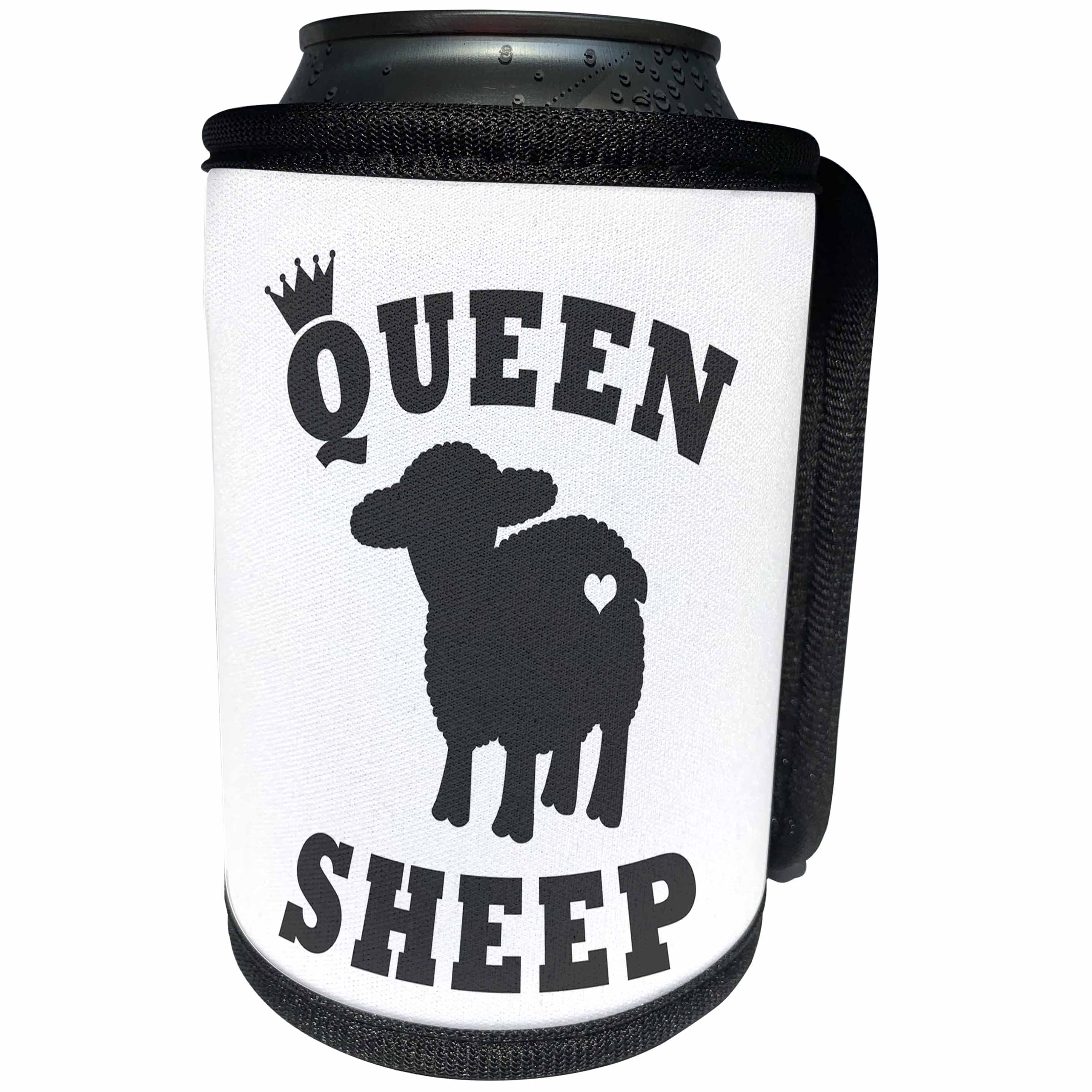 3dRose Janna Salak Designs Text Art - Queen Sheep - Can Cooler Bottle Wrap (cc_261613)