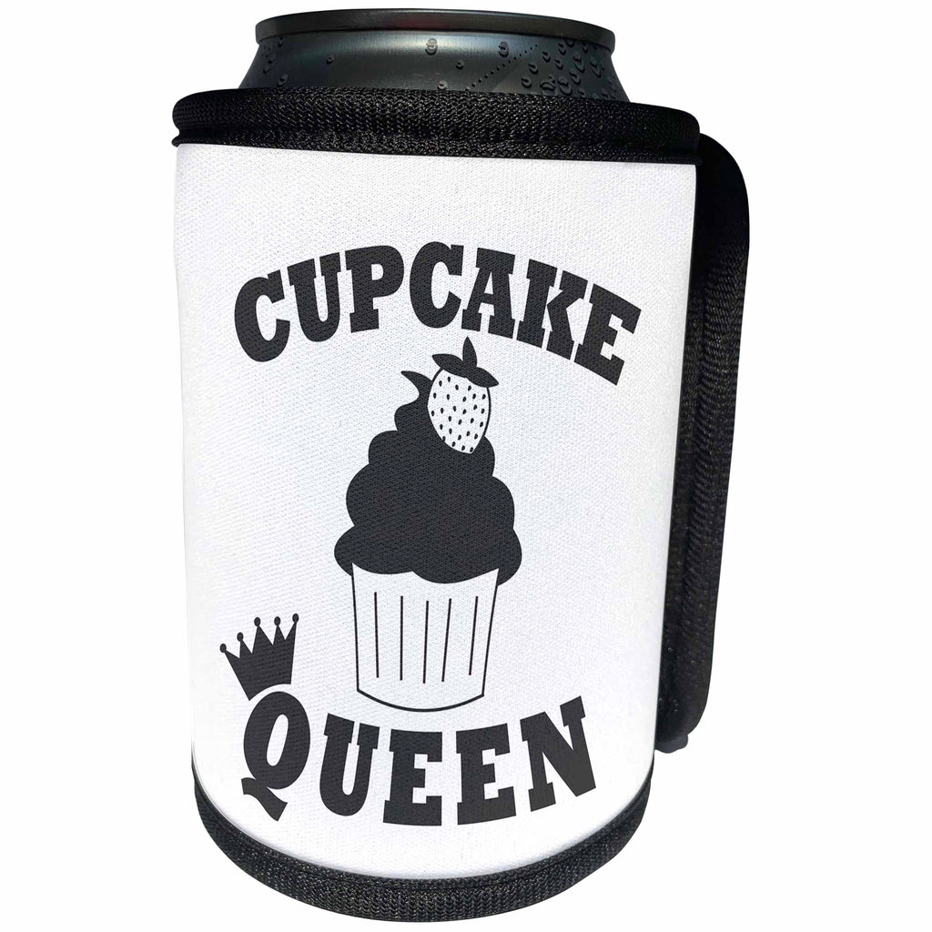 3dRose Janna Salak Designs Text Art - Cupcake Queen - Can Cooler Bottle Wrap (cc_261614)