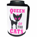 3dRose Janna Salak Designs Text Art - Queen of the Cats - Hot Pink - Can Cooler Bottle Wrap (cc_261619)