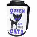 3dRose Janna Salak Designs Text Art - Queen of the Cats - Purple - Can Cooler Bottle Wrap (cc_261620)