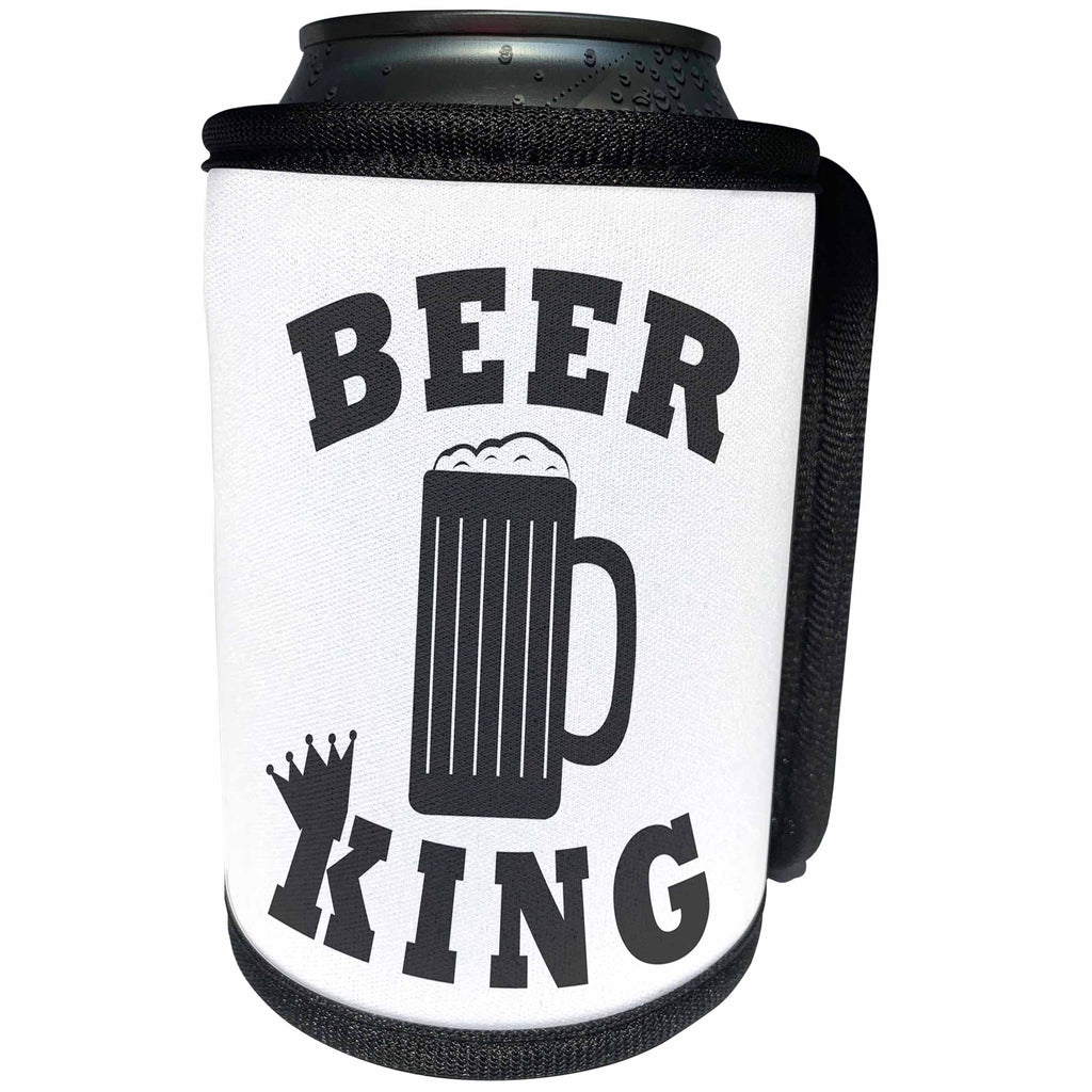 3dRose Janna Salak Designs Text Art - Beer King - Can Cooler Bottle Wrap (cc_261624)