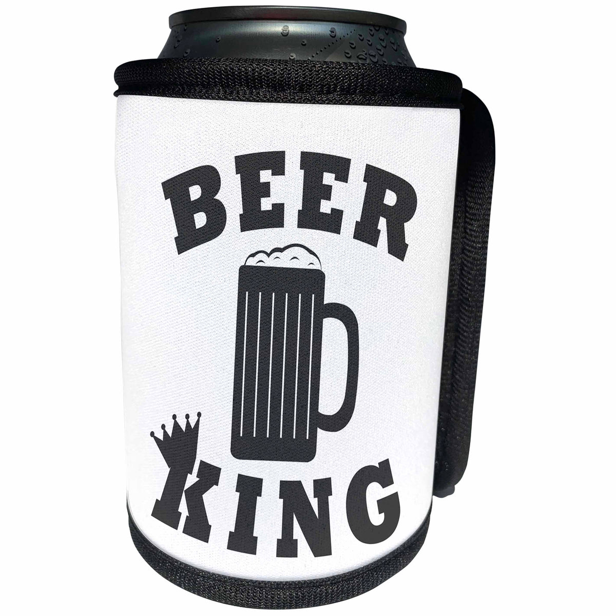 3dRose Janna Salak Designs Text Art - Beer King - Can Cooler Bottle Wrap (cc_261624)
