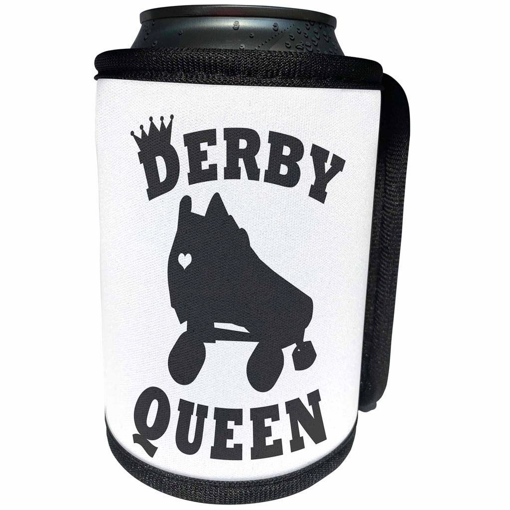 3dRose Janna Salak Designs Text Art - Roller Derby Queen - Can Cooler Bottle Wrap (cc_261625)
