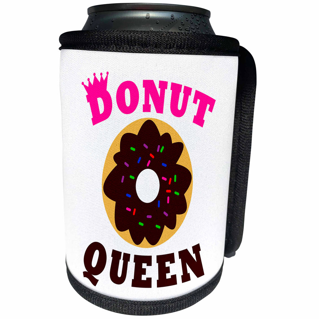 3dRose Janna Salak Designs Text Art - Donut Queen - Can Cooler Bottle Wrap (cc_261626)