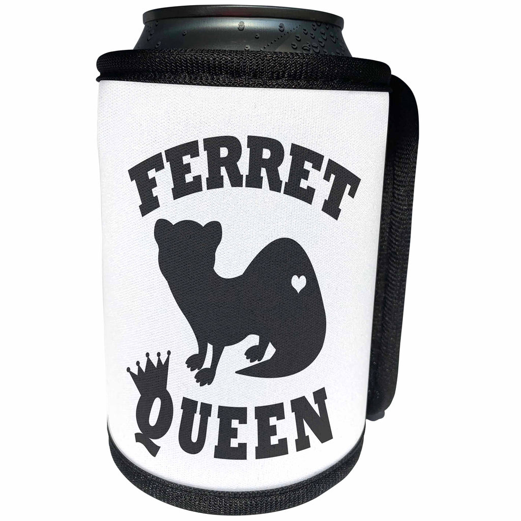 3dRose Janna Salak Designs Text Art - Ferret Queen - Dark Grey - Can Cooler Bottle Wrap (cc_261628)