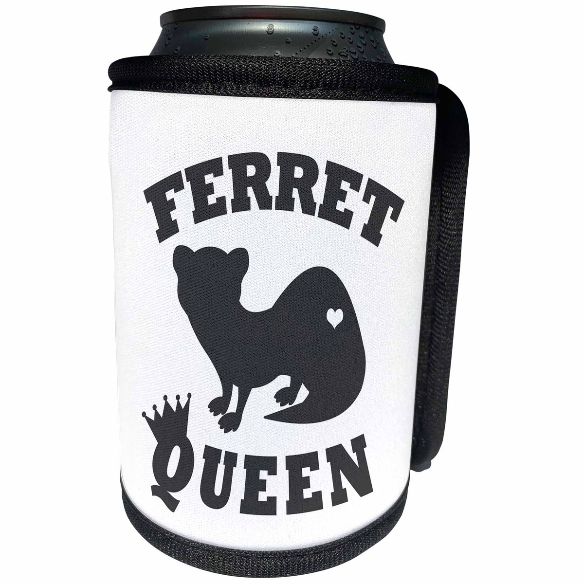3dRose Janna Salak Designs Text Art - Ferret Queen - Dark Grey - Can Cooler Bottle Wrap (cc_261628)