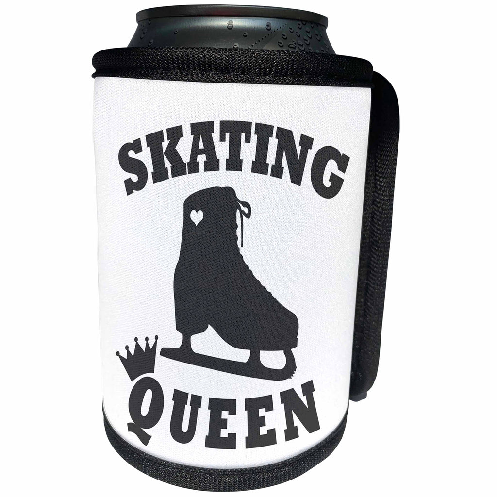 3dRose Janna Salak Designs Text Art - Ice Skating Queen - Dark Grey - Can Cooler Bottle Wrap (cc_261629)