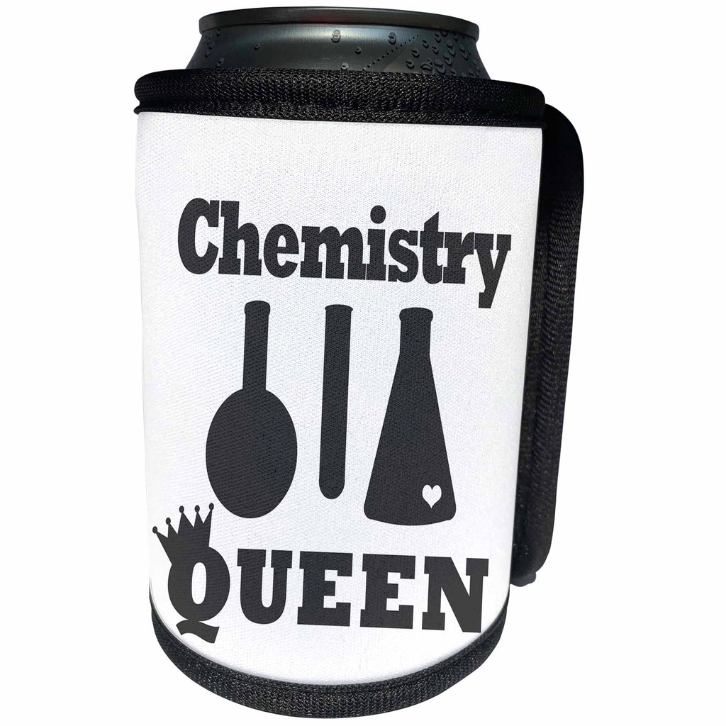 3dRose Janna Salak Designs Text Art - Chemistry Queen - Can Cooler Bottle Wrap (cc_261631)