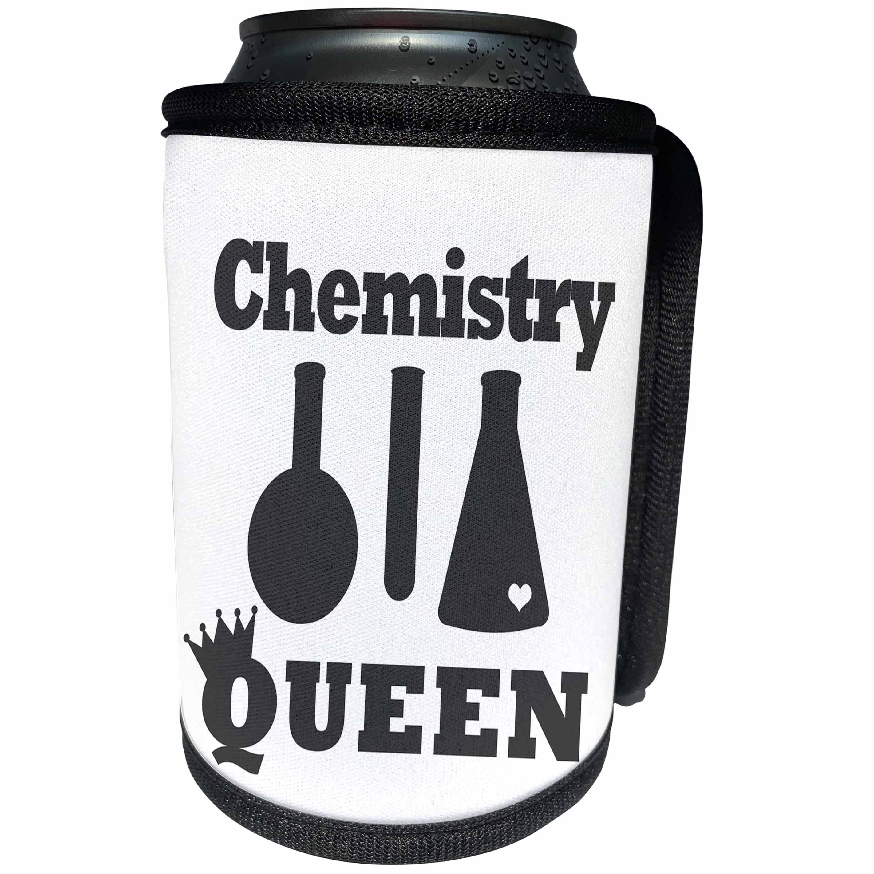 3dRose Janna Salak Designs Text Art - Chemistry Queen - Can Cooler Bottle Wrap (cc_261631)