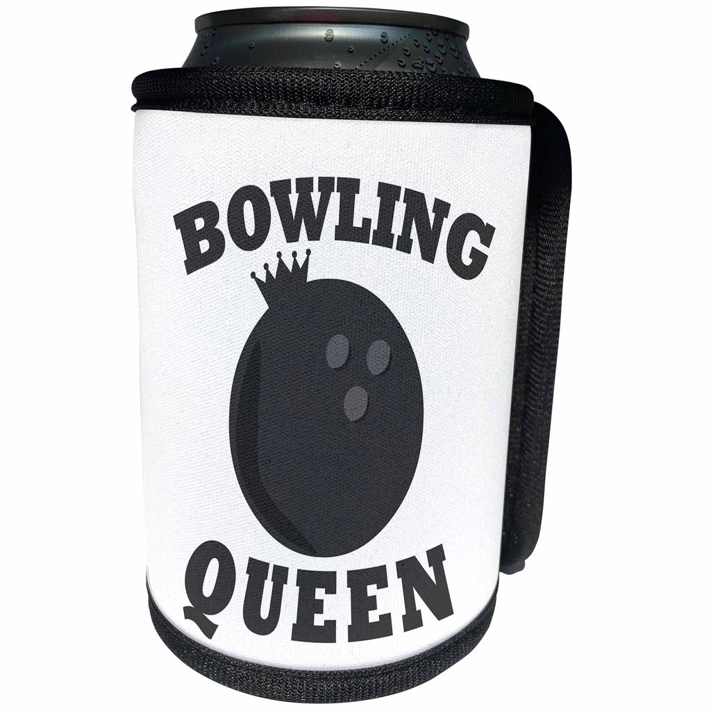 3dRose Janna Salak Designs Text Art - Bowling Queen - Can Cooler Bottle Wrap (cc_261637)