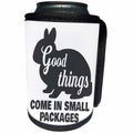 3dRose Janna Salak Designs Text Art - Netherland Dwarf Rabbit Good Things Come in Small Packages - Can Cooler Bottle Wrap (cc_261642)