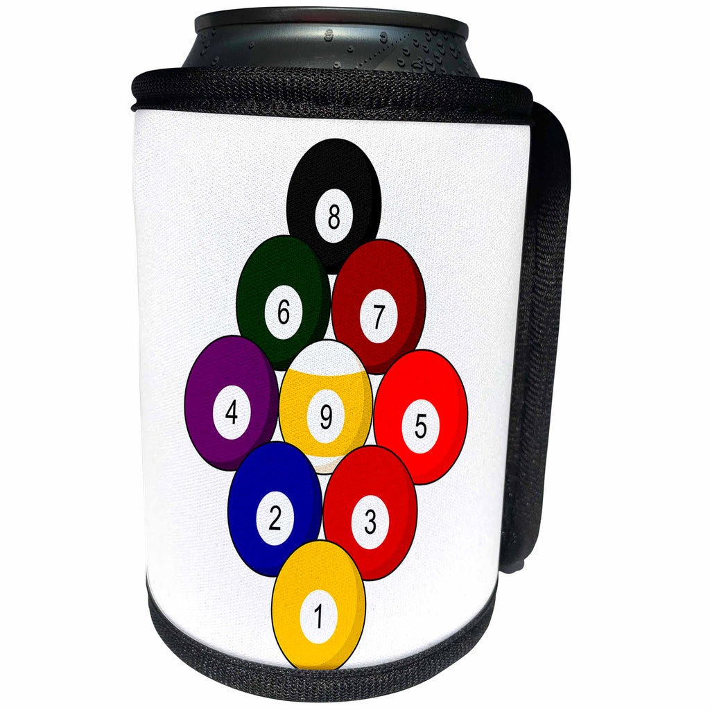 3dRose Janna Salak Designs Sports - Nine-Ball 9-Ball Billiards Pool - Can Cooler Bottle Wrap (cc_261643)