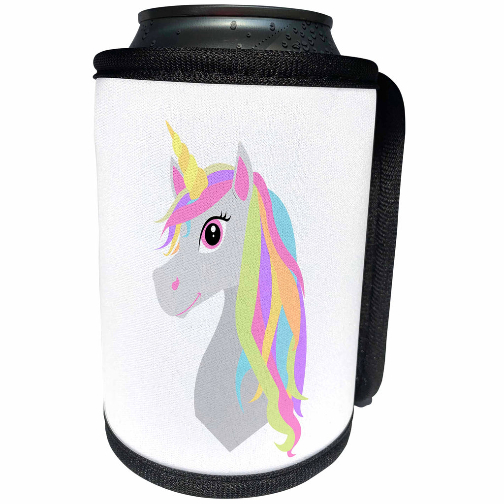 3dRose Janna Salak Designs Fairy Tale - Rainbow Unicorn - Can Cooler Bottle Wrap (cc_261644)